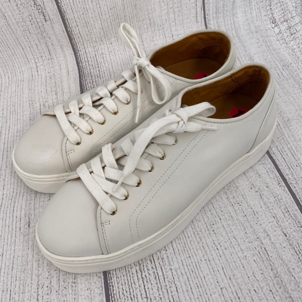 Sezane Jack Sneakers Womens 10 White Leather Low Top Platform Made in Portugal
